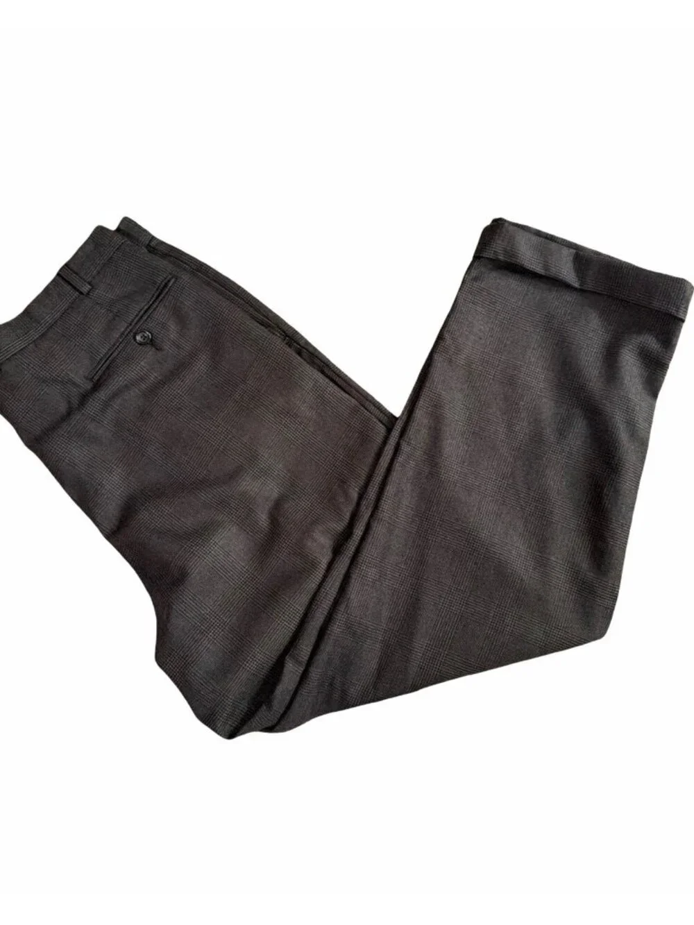 Brooks Brothers 346 Dress Pants 36x28.5 Wool Cashmere Glen Check Pleated Cuff